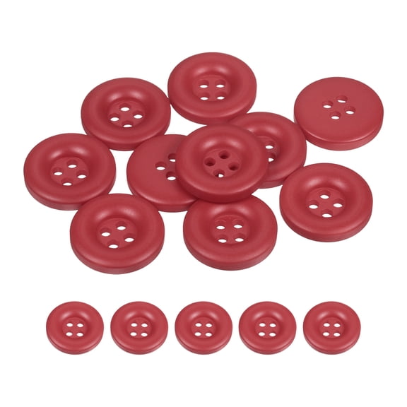 Uxcell 10pcs Sewing Button 20mm 4 Holes Resin Round Crafting Buttons, Bright Red