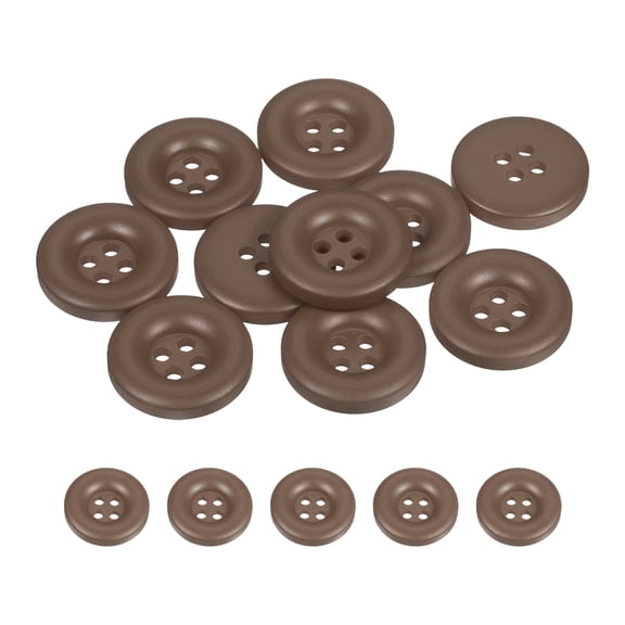 Uxcell 10pcs Sewing Button 20mm 4 Holes Resin Round Crafting Buttons, Dark Brown