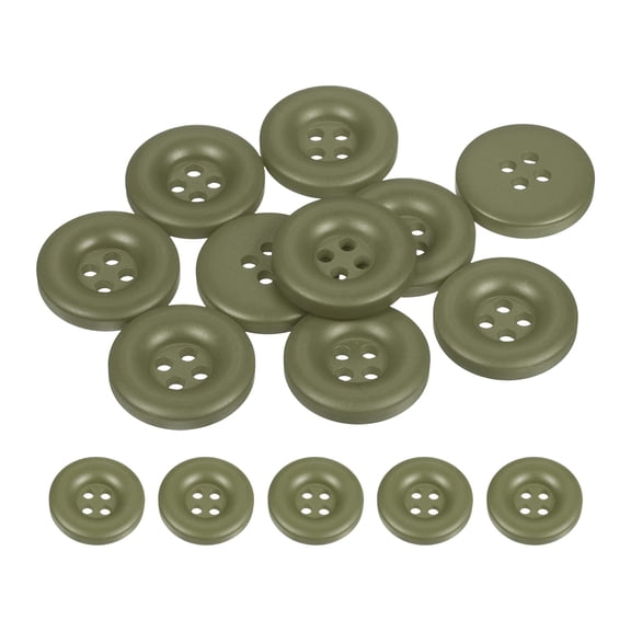 Uxcell 10pcs Sewing Button 20mm 4 Holes Resin Round Crafting Buttons, Green
