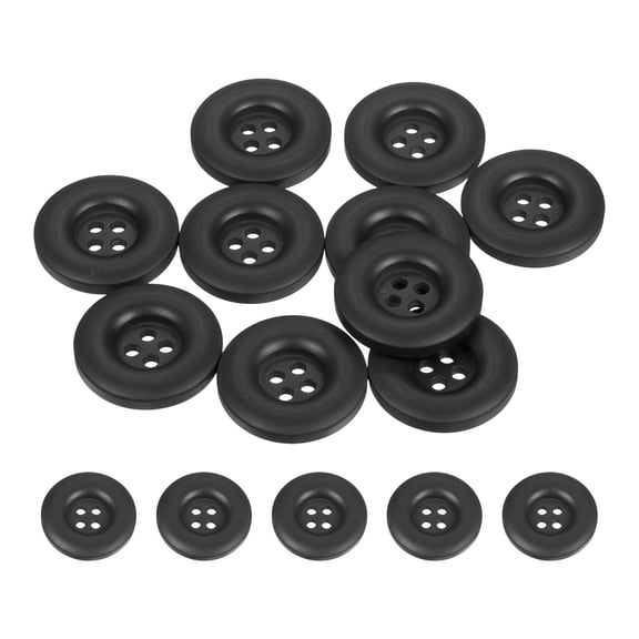 Uxcell 10pcs Sewing Button 23mm 4 Holes Resin Round Crafting Buttons, Black