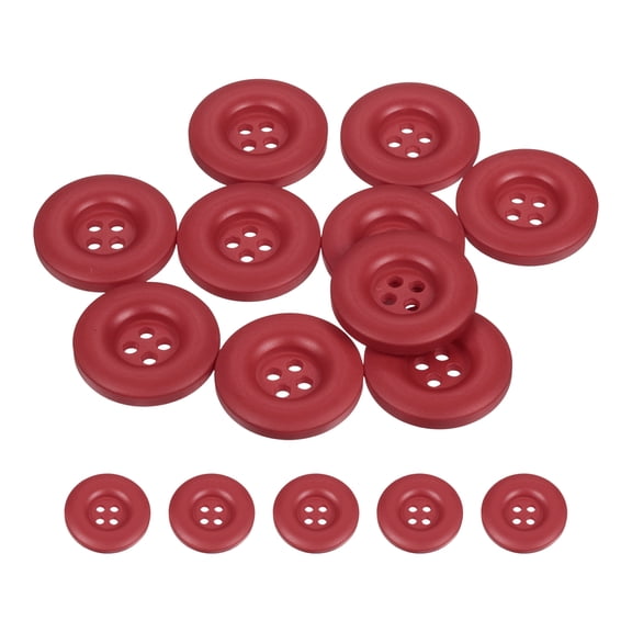 Uxcell 10pcs Sewing Button 23mm 4 Holes Resin Round Crafting Buttons, Bright Red
