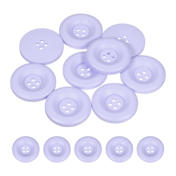 Uxcell 10pcs Sewing Button 30mm 4 Holes Resin Round Crafting Buttons, Purple