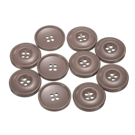 Uxcell 10pcs Sewing Buttons 1-1/4"(30mm) Resin Round 4-Hole Craft Buttons for Coats Sweater Sewing Clothing, Brown