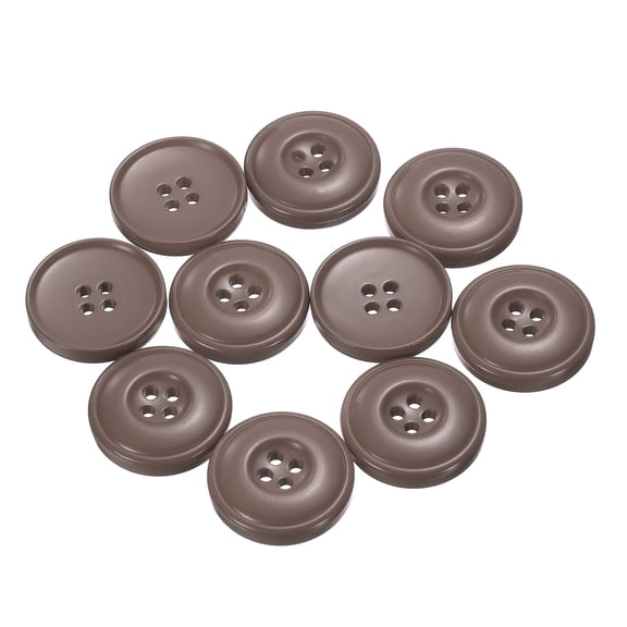 Uxcell 10pcs Sewing Buttons 1"(25mm) Resin Round 4-Hole Craft Buttons for Coats Sweater Sewing Clothing, Brown