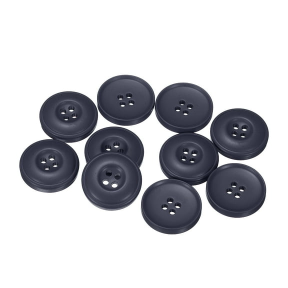 Uxcell 10pcs Sewing Buttons 1"(25mm) Resin Round 4-Hole Craft Buttons for Coats Sweater Sewing Clothing, Deep Blue