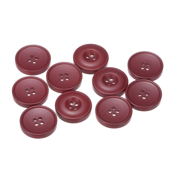 Uxcell Sewing Buttons Resin Round Flat 4-Hole Craft Buttons for Coats Sweater Sewing Clothing and DIY Dark Red 23mm