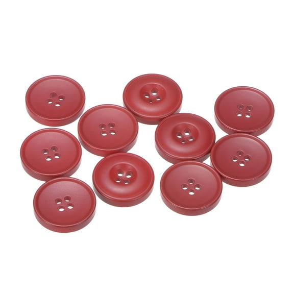 Uxcell Sewing Buttons Resin Round Flat 4-Hole Craft Buttons for Coats Sweater Sewing Clothing and DIY Red 23mm
