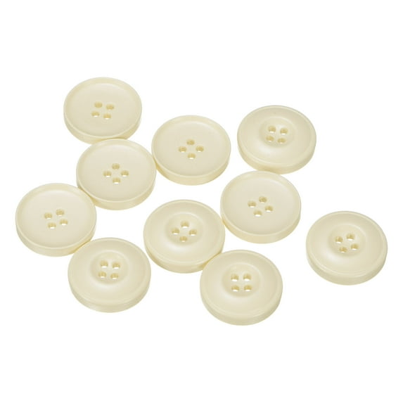Uxcell 10pcs Sewing Buttons 7/8"(23mm) Resin Round 4-Hole Craft Buttons for Coats Sweater Sewing Clothing, White