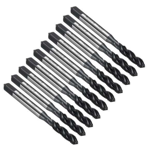 Uxcell 10pcs Spiral Flute Thread Taps M5 x 0.8 H2 Metric Machine Threading Tap Bit, Nitrided Coated Screw Tapping Repair Tool, M2 High-Speed Steel (HSS6542)