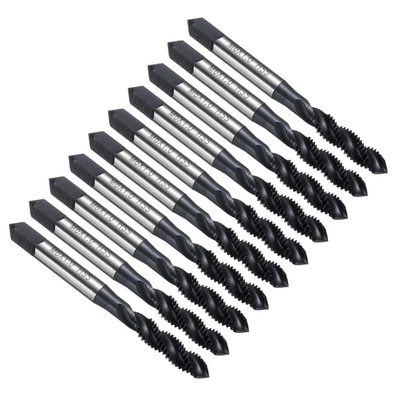 Uxcell 10pcs Spiral Flute Thread Taps M6 x 1 H2 Metric Machine Threading Tap Bit, Nitrided Coated Screw Tapping Repair Tool, M2 High-Speed Steel (HSS6542)