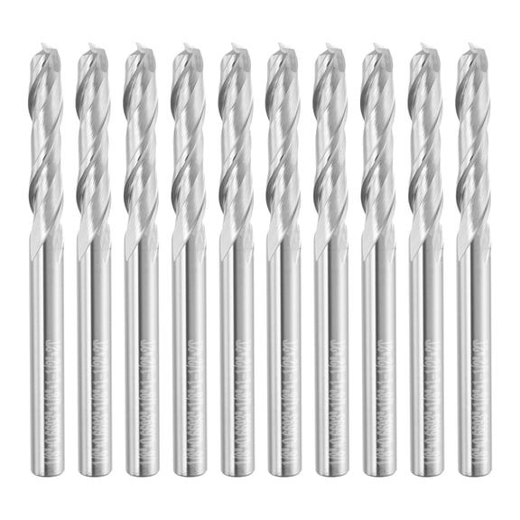Uxcell 10pcs Spiral Router Bit 1/8" x 1/8" x 43/64" x 1-1/2" 2 Flute 30 Degree Helix HRC44-46 Up Cut End Mill Bits