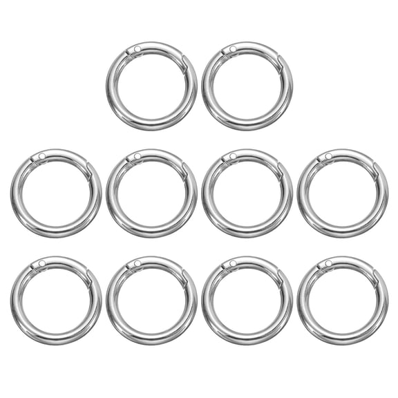 Uxcell 10pcs Spring O Ring Clip, Metal Spring Clasp Key Ring, 34mm Snap Buckle Accessories for DIY Crafts, Silver