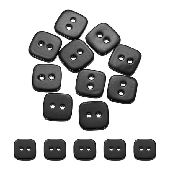 Uxcell 10pcs Square Buttons 11mm 2 Holes Shell Craft Sewing Buttons, Black