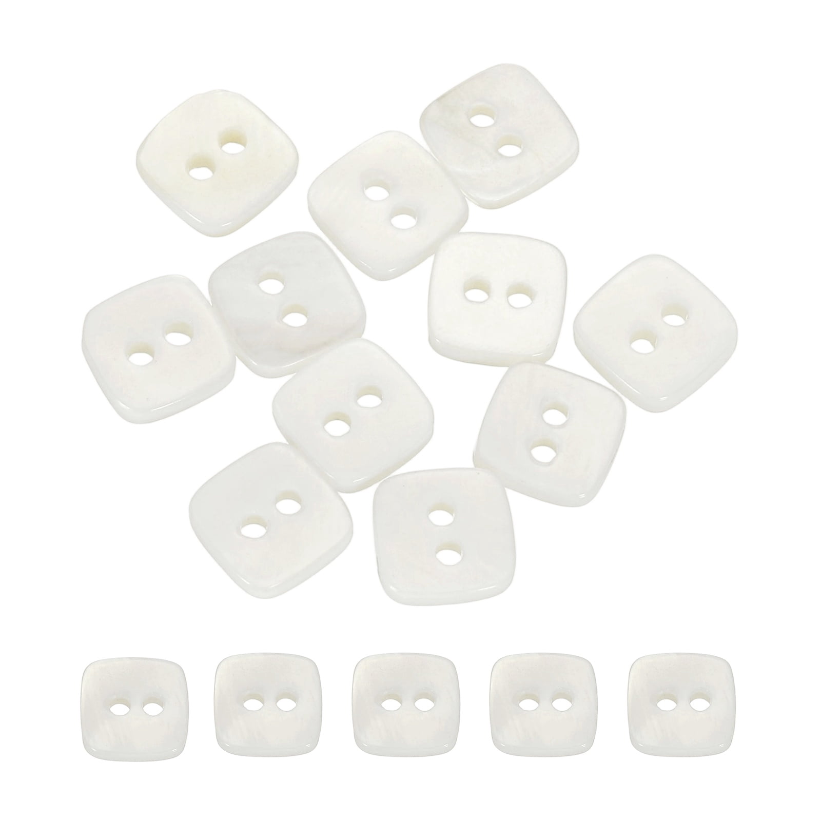 Uxcell 10pcs Square Buttons 8mm 2 Holes Shell Craft Sewing Buttons ...