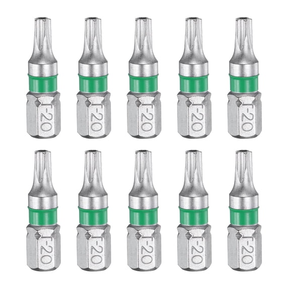 Uxcell 10pcs Star Screwdriver Bit TS20 1/4" Hex Shank 25mm/1" Length Magnetic 5 Point Head Hex Bits S2 Steel Electric Screw Driver Bit