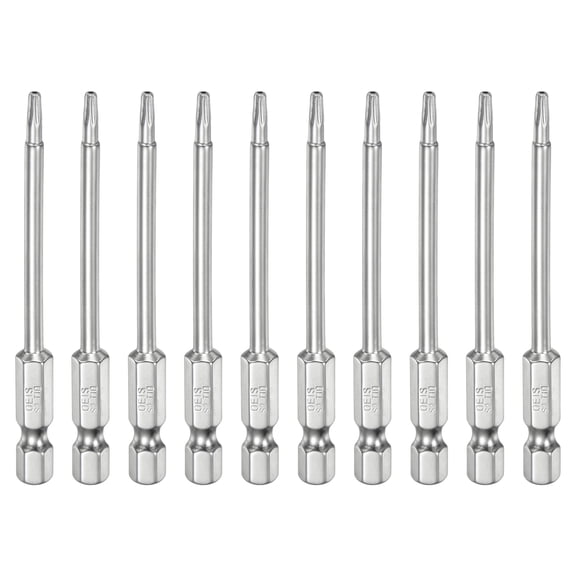 Uxcell 10pcs T10 Security Torx Bit 1/4" Hex Shank 3" S2 Steel Magnetic Tamper Resistant Star Bits Torx Head with Hole