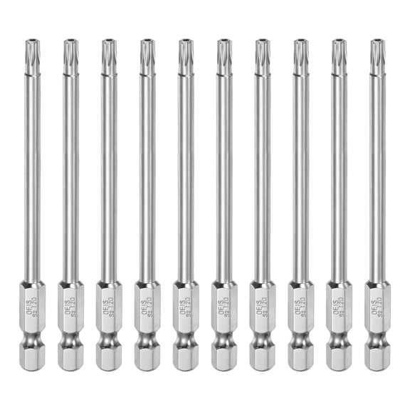 Uxcell 10pcs T20 Security Torx Bit 1/4" Hex Shank 4" S2 Steel Magnetic Tamper Resistant Star Bits Torx Head with Hole