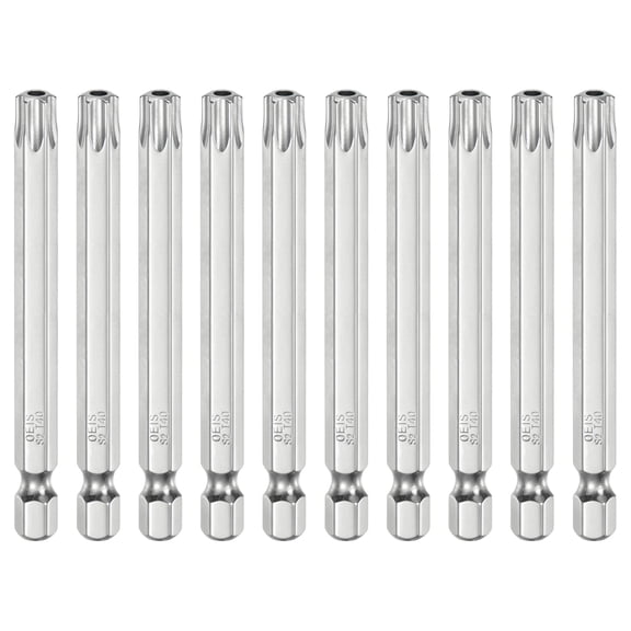 Uxcell 10pcs T40 Security Torx Bit 1/4" Hex Shank 3" S2 Steel Magnetic Tamper Resistant Star Bits Torx Head with Hole