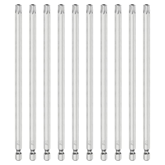 Uxcell 10pcs T40 Security Torx Bit 1/4" Hex Shank 6" S2 Steel Magnetic Tamper Resistant Star Bits Torx Head with Hole