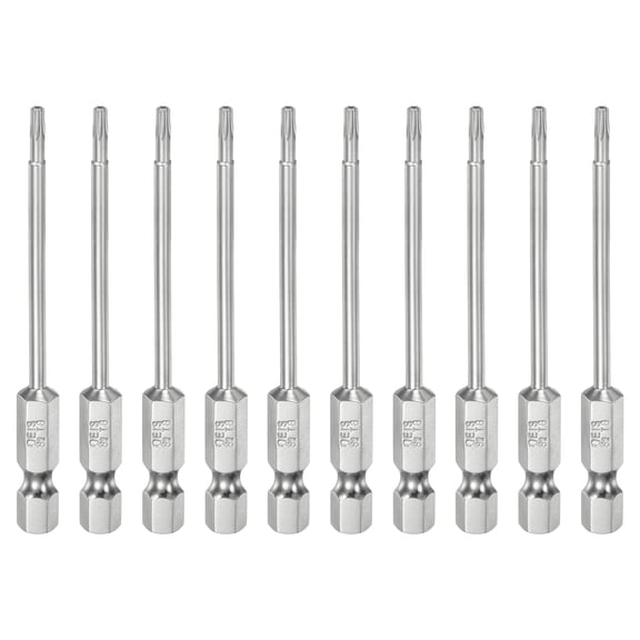 Uxcell 10pcs T8 Security Torx Bit 1/4" Hex Shank 3" S2 Steel Magnetic Tamper Resistant Star Bits Torx Head with Hole