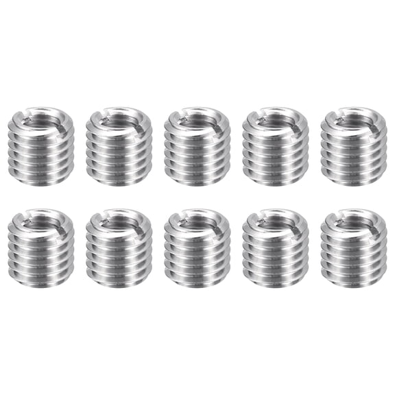 Uxcell 10pcs Thread Repair Inserts M12 x 1.75 Male to M8 x 1.25 Female Thread 10mm Long Stainless Steel Reducing Nuts Metric Self Tapping Sleeves