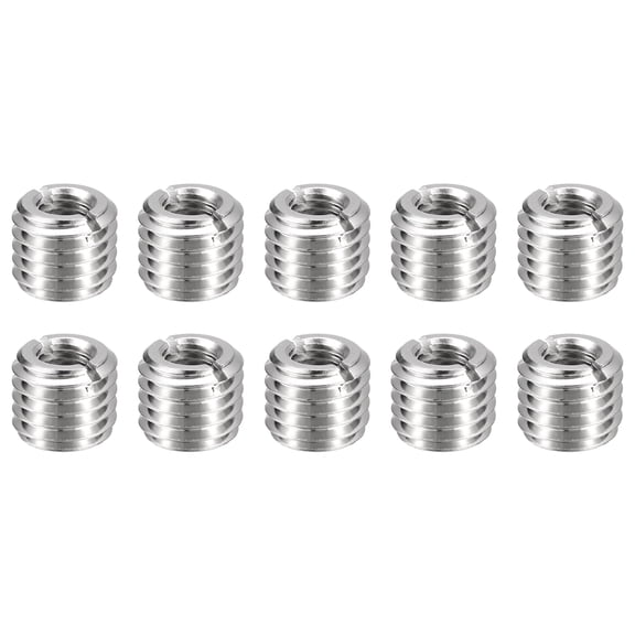 Uxcell 10pcs Thread Repair Inserts M14 x 2 Male to M8 x 1.25 Female Thread 12mm Long Stainless Steel Reducing Nuts Metric Self Tapping Sleeves
