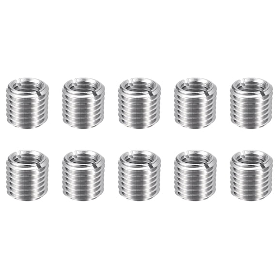 Uxcell 10pcs Thread Repair Inserts M16 x 2 Male to M12 x 1.75 Female Thread 15mm Long Stainless Steel Reducing Nuts Metric Self Tapping Sleeves