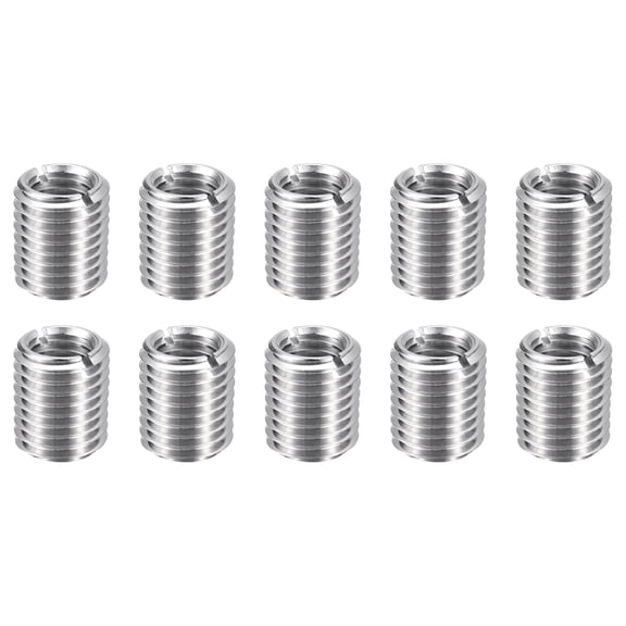 Uxcell 10pcs Thread Repair Inserts M16 x 2 Male to M12 x 1.75 Female Thread 20mm Long Stainless Steel Reducing Nuts Metric Self Tapping Sleeves