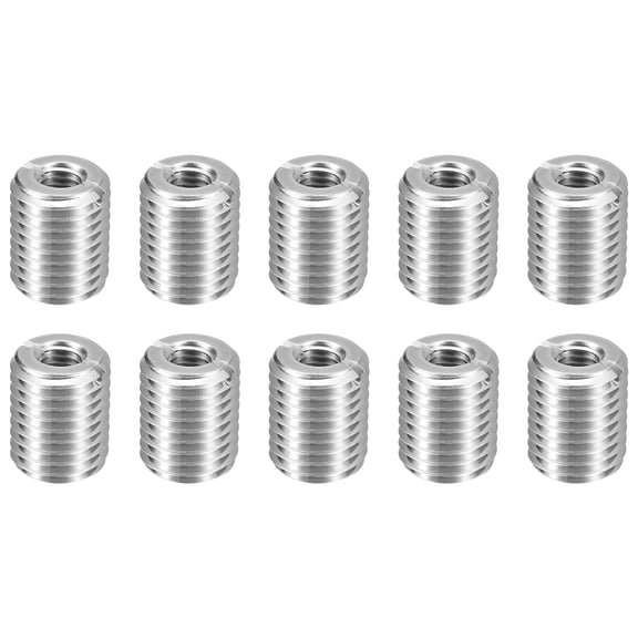 Uxcell 10pcs Thread Repair Inserts M16 x 2 Male to M8 x 1.25 Female Thread 20mm Long Stainless Steel Reducing Nuts Metric Self Tapping Sleeves