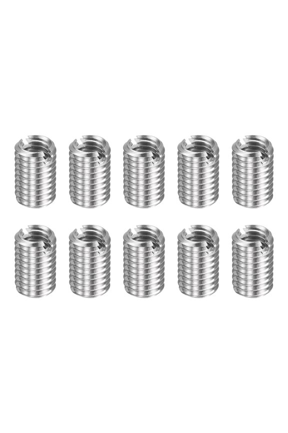 10pcs Thread Repair Inserts M8 x 1.25 Male to M6 x 1 Female Thread 12mm Long Stainless Steel Reducing Nuts Metric Self Tapping Sleeves
