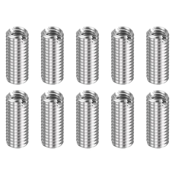 Uxcell 10pcs Thread Repair Inserts M8 x 1.25 Male to M6 x 1 Female Thread 20mm Long Stainless Steel Reducing Nuts Metric Self Tapping Sleeves