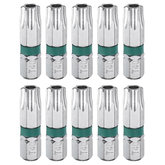 Uxcell 10pcs Torx Screwdriver Bit T40H 1/4" Hex Shank 25mm/1" Length Magnetic Star 6 Point Head Hex Bits S2 Steel Electric Screw Driver Bit with Hole Torx Head