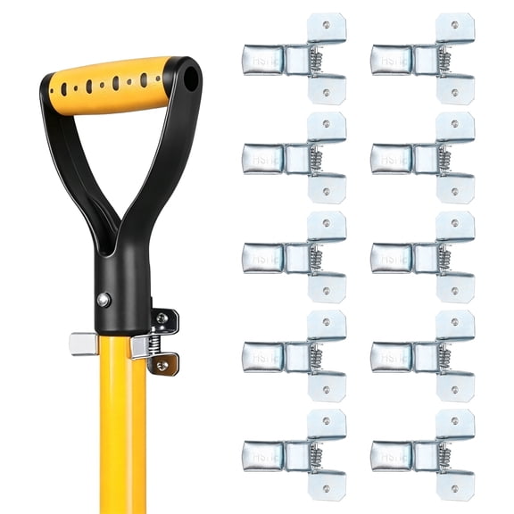 Uxcell 10pcs Wall-Mount Spring Grip Clamps Clips Hanger Garage Closet Wall Organizer Metal Grip Tool for Garage Closet Rakes Broom Mop Holder
