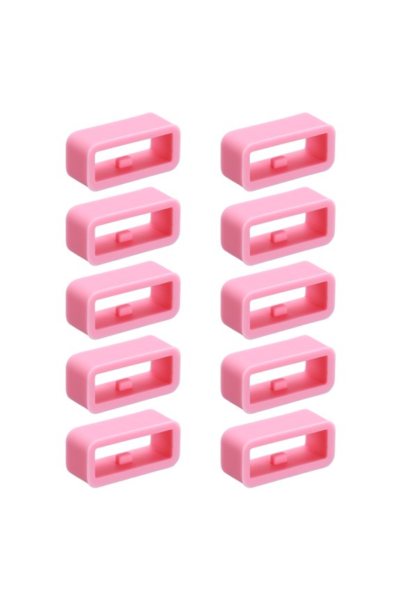 10pcs Watch Band Loops 16mm Silicone Watch Band Keeper Replacement Watch Strap Holder Retainer Wristwatch Strap Fastener Rings, Pink