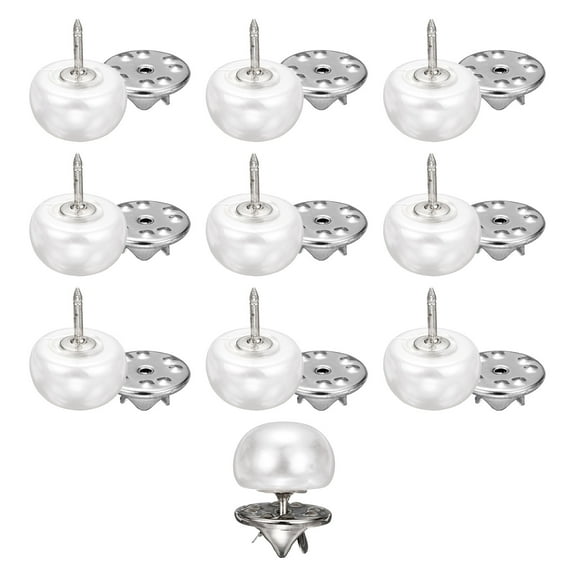 Uxcell 10pcs White No Sew Pearl Buttons 12mm Cover Up Pins Removable Reusable Craft Button for Shirt Dress DIY Crafts Clothes Decoration