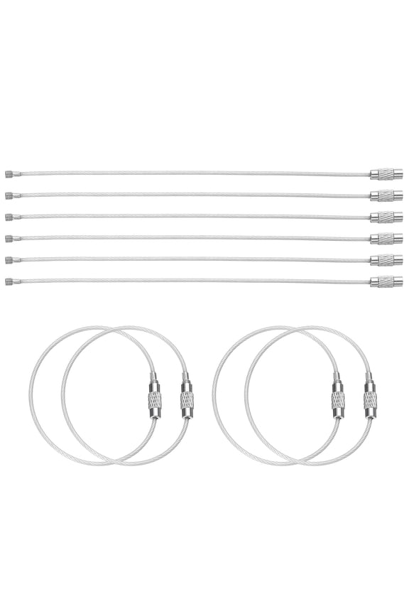 10pcs Wire Keychain Cable 6" Plastic Coated 1.5mm Stainless Steel Key Ring Cable Loop Rings Transparent