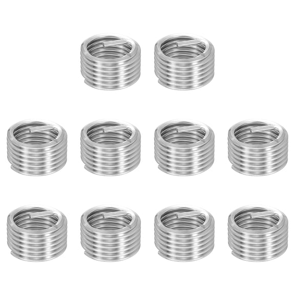 Uxcell 10pcs Wire Thread Inserts M16 x 2 x 1D Metric Helical Threaded Sleeve