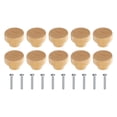 thumbnail image 1 of Uxcell 10pcs Wood Knobs 1.4"(35mm) Wooden Drawer Pulls with Screws, Wood Color, 1 of 4