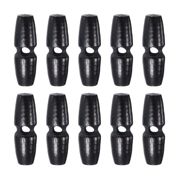 Uxcell 10pcs Wooden Toggle Buttons 30mm / 1.2" Single Hole Wood Olive Horn Sewing Buttons for Coat Sweaters Clothing DIY Craft, Black