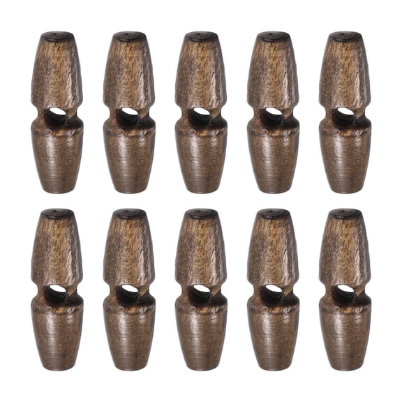 Uxcell 10pcs Wooden Toggle Buttons 30mm / 1.2" Single Hole Wood Olive Horn Sewing Buttons for Coat Sweaters Clothing DIY Craft, Brown