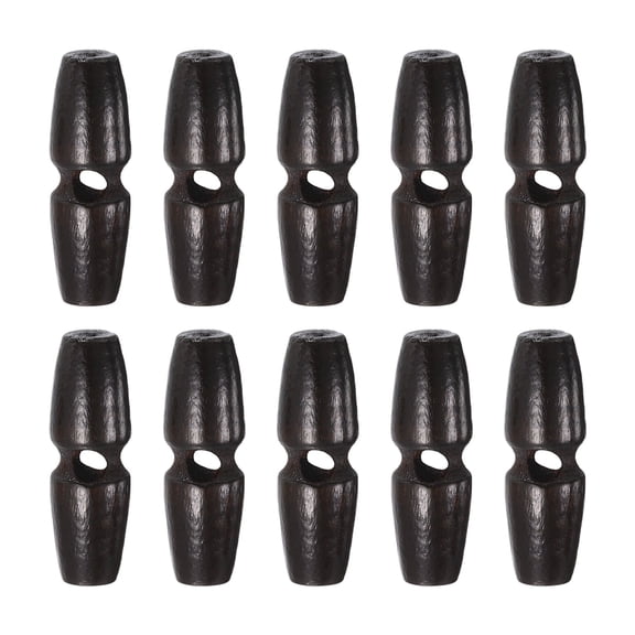 Uxcell 10pcs Wooden Toggle Buttons 30mm / 1.2" Single Hole Wood Olive Horn Sewing Buttons for Coat Sweaters Clothing DIY Craft, Dark Brown