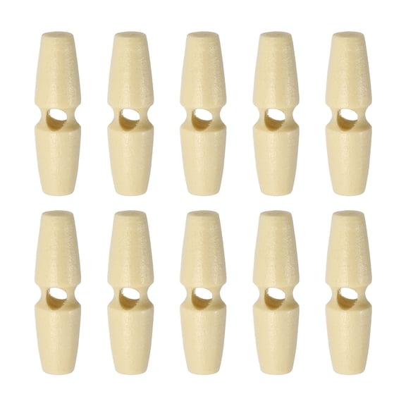 Uxcell 10pcs Wooden Toggle Buttons 40mm / 1.6" Single Hole Wood Olive Horn Sewing Buttons for Coat Sweaters Clothing DIY Craft, Natural Color