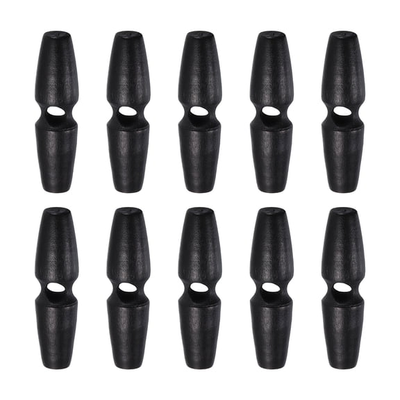 Uxcell 10pcs Wooden Toggle Buttons 45mm / 1.8" Single Hole Wood Olive Horn Sewing Buttons for Coat Sweaters Clothing DIY Craft, Black
