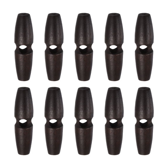 Uxcell 10pcs Wooden Toggle Buttons 45mm / 1.8" Single Hole Wood Olive Horn Sewing Buttons for Coat Sweaters Clothing DIY Craft, Dark Brown