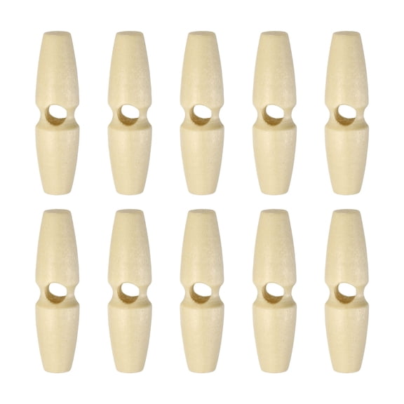 Uxcell 10pcs Wooden Toggle Buttons 45mm / 1.8" Single Hole Wood Olive Horn Sewing Buttons for Coat Sweaters Clothing DIY Craft, Natural Color