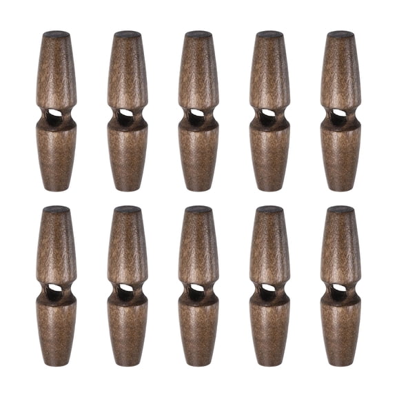 Uxcell 10pcs Wooden Toggle Buttons 50mm / 2" Single Hole Wood Olive Horn Sewing Buttons for Coat Sweaters Clothing DIY Craft, Brown