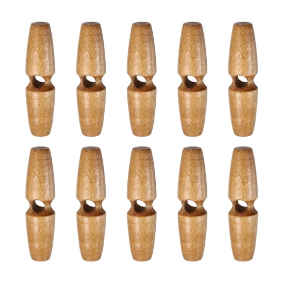 Uxcell 10pcs Wooden Toggle Buttons 50mm / 2" Single Hole Wood Olive Horn Sewing Buttons for Coat Sweaters Clothing DIY Craft, Light Brown