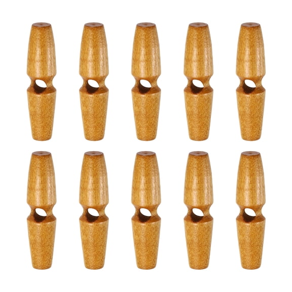Uxcell 10pcs Wooden Toggle Buttons 50mm / 2" Single Hole Wood Olive Horn Sewing Buttons for Coat Sweaters Clothing DIY Craft, Medium Brown