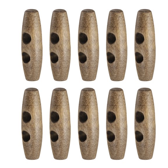 Uxcell 10pcs Wooden Toggle Buttons, Olive Wood Sewing Buttons, 40mm / 1.6-Inch Horn Oval 2-Hole Wood Buttons for Coat, Sweaters, Clothing, Light Brown
