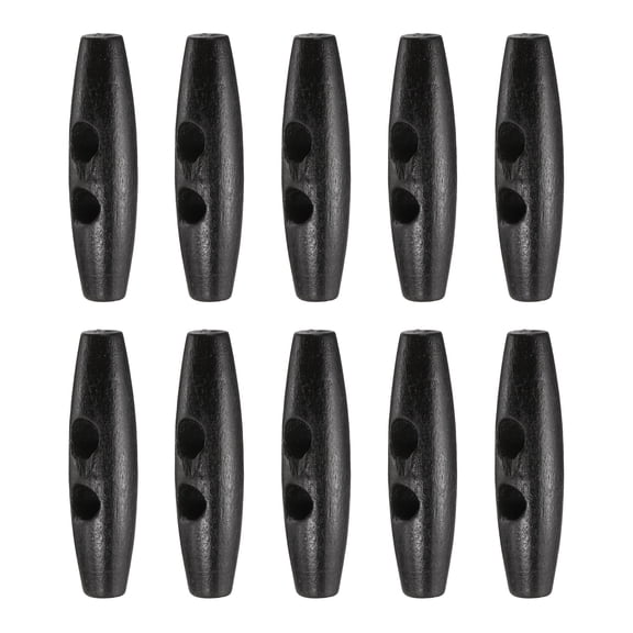 Uxcell 10pcs Wooden Toggle Buttons, Olive Wood Sewing Buttons, 55mm / 2.2-Inch Horn Oval 2-Hole Wood Buttons for Coat, Sweaters, Clothing, Black